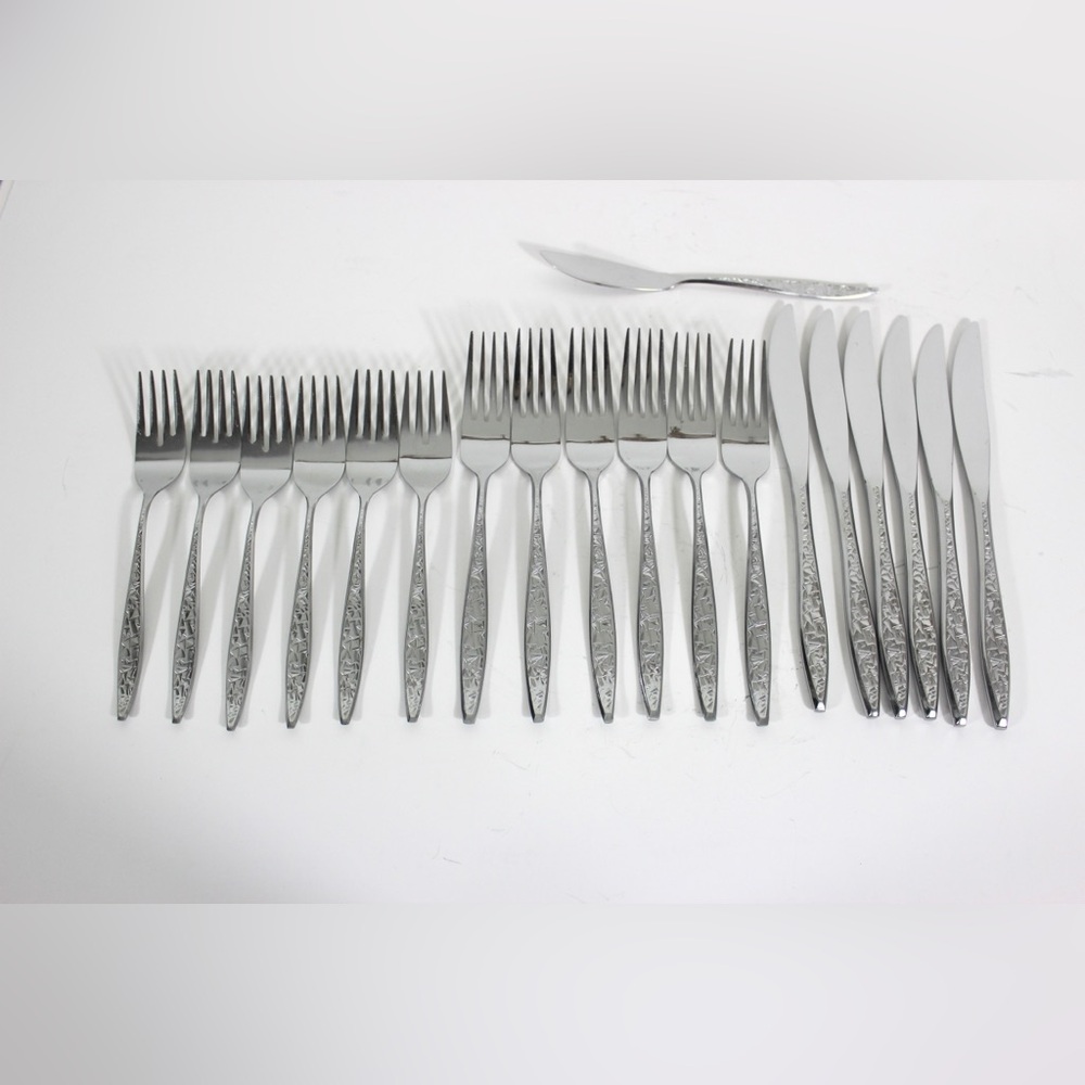 1970’s Japanese Brutalist Flatware 19 Pieces Mid Century Modern Modernist MCM